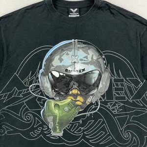 VTG Avirex T-Shirt Mens 3XL Black Fighter Pilot Graphic Tee Y2K Military‎